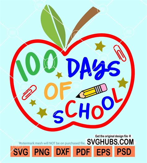 100 Days Of School Svg 100 Days Svg School Svg Apple Teacher Svg