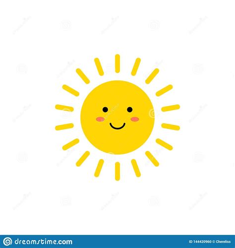 Illustration About Sun Vector Icon Cute Yellow Sun With Smiling Face