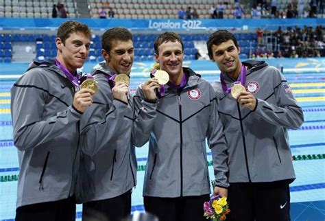 Conor Dwyer Michael Phelps Ryan Lochte And Ricky Berens London