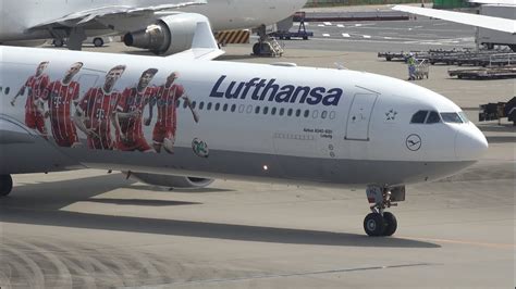 Lufthansa Fc Bayern Munich Livery Airbus A340 600 D Aihz Landing And