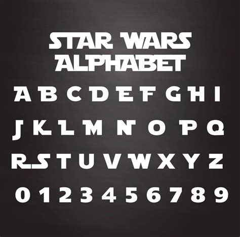 Star Wars Font Star Wars Alphabet Star Wars Svg Star Wars Etsy