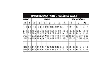 youth hockey pants size chart
