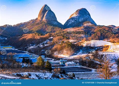 Maisan Mountain In Winter At Jinan Citysouth Korea Stock Photo Image