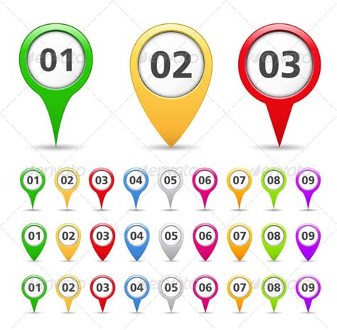 Map Markers With Numbers By Human Graphicriver