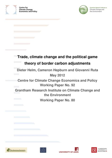 Summary support for climate change regulation significantly differs between the scientific community and general public in the us. (PDF) Trade, Climate Change and the Political Game Theory ...