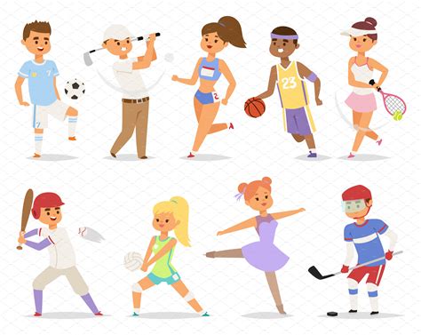 Various Sports People Vector Healthcare Illustrations Creative Market