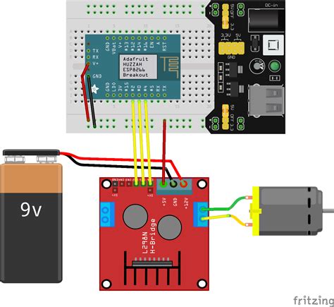 L298n With Esp8266 Driving A Dc Motor With Huzzah