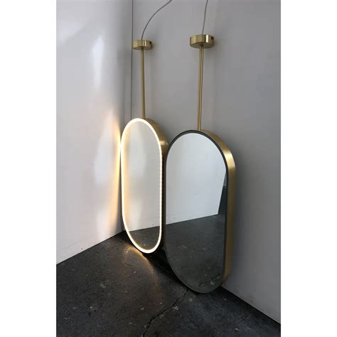 Capsula™ Suspended Hanging Mirror With A Brass Frame And Front Etsy Uk Hanging Mirror