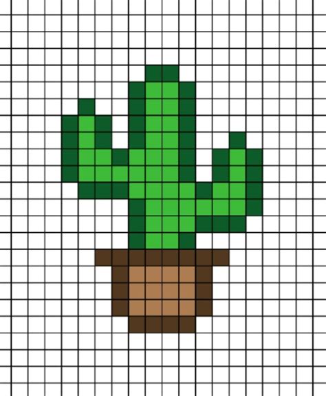 A Pixel Art Template Of A Succulent Plant A Cactus Which Is Potted