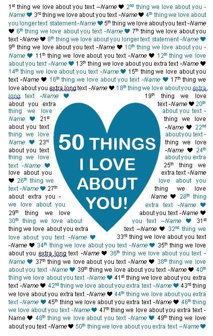 11x17 Template In Microsoft Word For 50 Things I Love Words My Love
