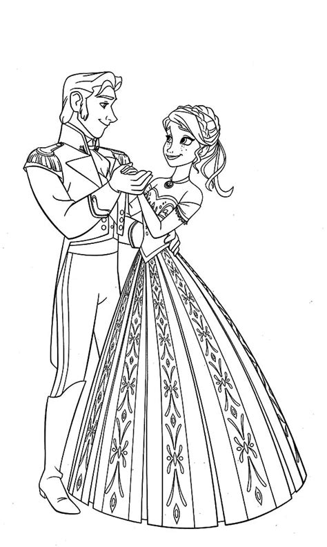 Frozen ana disney coloring page. Prince Hans Dance with Princess Anna Coloring Pages ...