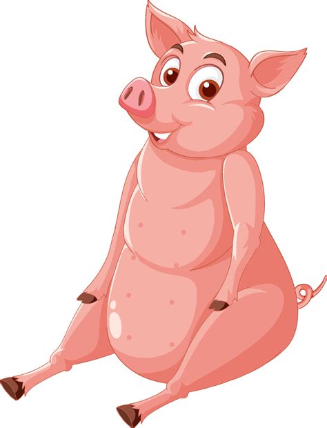 A Pig Sitting Cartoon Character 7563284 Vector Art At Vecteezy