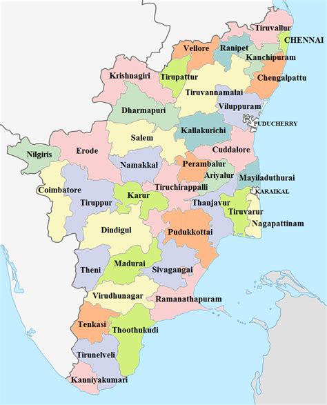 Tamil Nadu Districts List 2020 With Map Download As Pdf Gk
