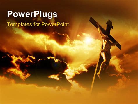Powerpoint Template Jesus On The Holy Cross With Clouds In The