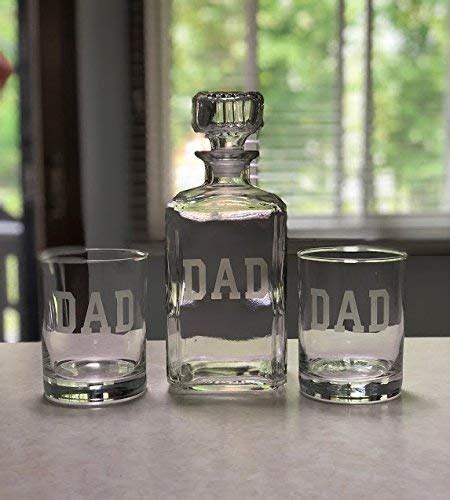 Dad Whiskey Decanter And Double Rocks Glasses 2 Glasses