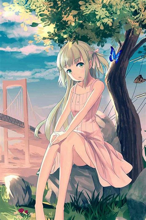 Cute Anime Girl Sunset Illustration Art Iphone 4s