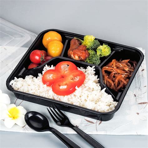 China Disposable 4 Compartment Plastic Take Away Bento Lunch Box Food
