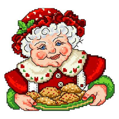 Santa claus with christmas toys fabric: Mrs. Claus Cross Stitch Pattern santa