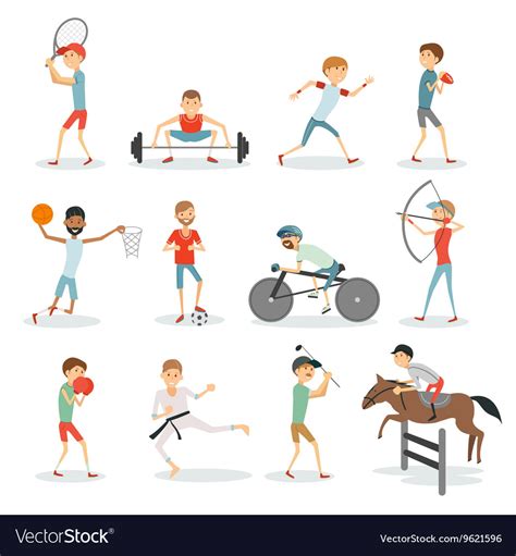 Cartoon Sport People Athletes Different Sports Vector Image