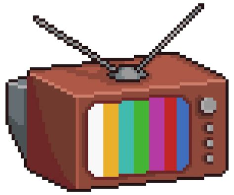 Pixel Art Old Tv Artículo De Juego De Bits Vintage Vector Premium