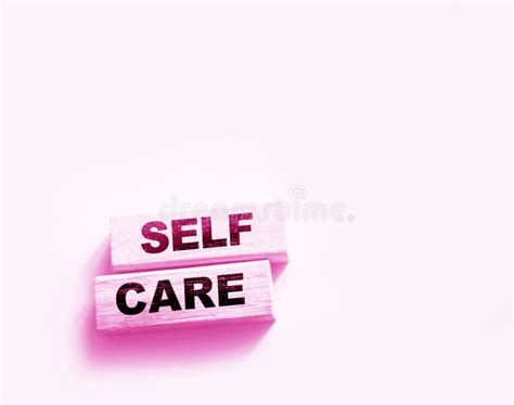 Self Care Words On Wooden Blocks Self Treatment Concept Pink