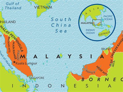 Malaysia Physical Map