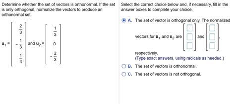 Solved Determine Whether The Set Of Vectors Is Orthonormal