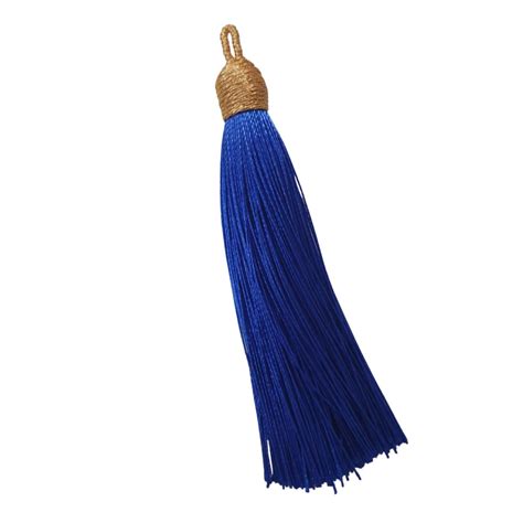 Tassel With Gold Cap 8cm Blue Bead Trimming And Craft Co