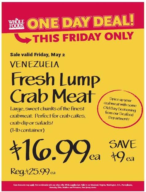 Read customer reviews & find best sellers. Whole Foods One Day Deal: Lump Crab Meat {5/2} - The ...