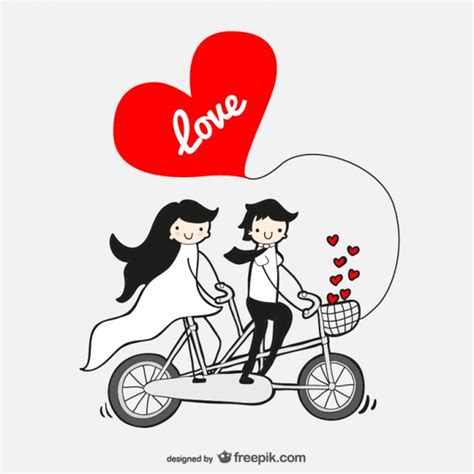 Couple In Love In A Tandem Bicycle Vector Free Download
