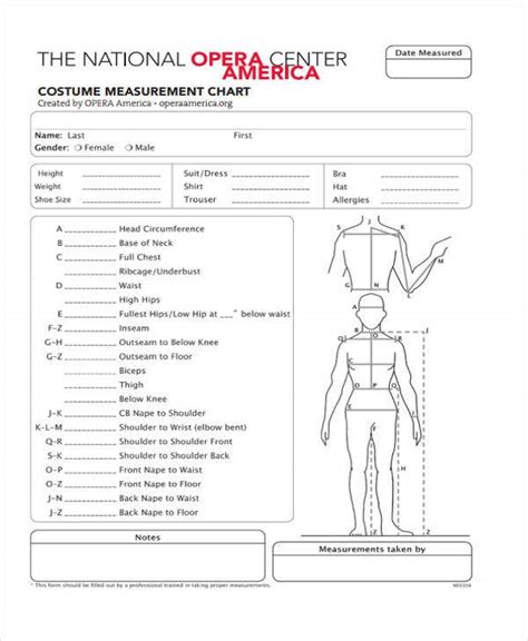 Free Printable Body Measurement Chart For Sewing