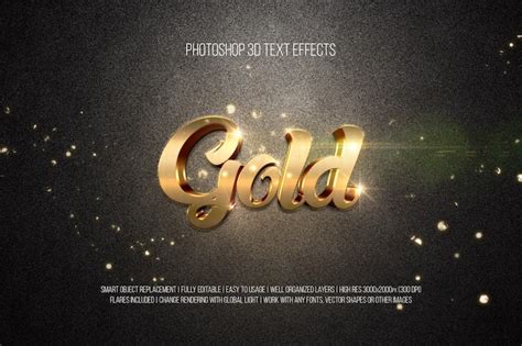 40 3d Shiny Gold Text Effects Preview Free Psd In Photoshop Psd Psd Images