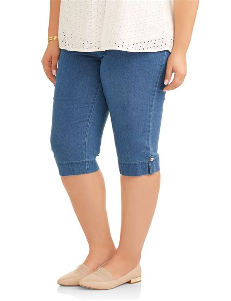 Just My Size Womens Plus Size Pull On Bling Tab Capri