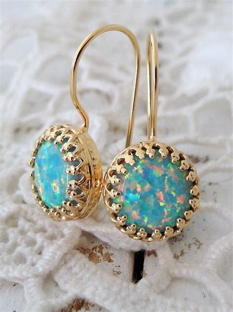 Opal Earringsmint Opal Drop Earringsdangle Earringmint Etsy Israel