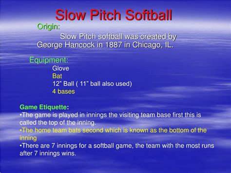Ppt Slow Pitch Softball Powerpoint Presentation Free Download Id