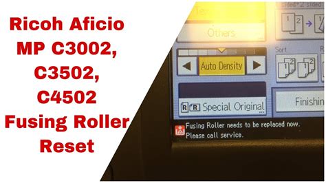 Se manualen til ricoh aficio mp c3002 her gratis. Ricoh Aficio MP C4502/C3002 is showing "Fusing Roller ...