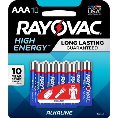 Rayovac High Energy Alkaline Aaa15 Volt Battery 10 Pack 824 10tj