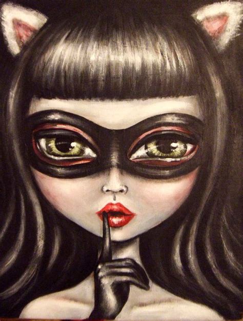 Cat Burglar Big Green Eye Cat Girl In Black Mask And Black Etsy In 2021 Cat Girl Green Eyes