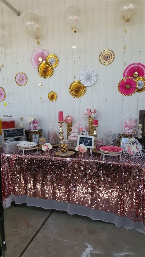 Rose Gold Candy Table Organize by me for my daughters Babtism 5.27.17