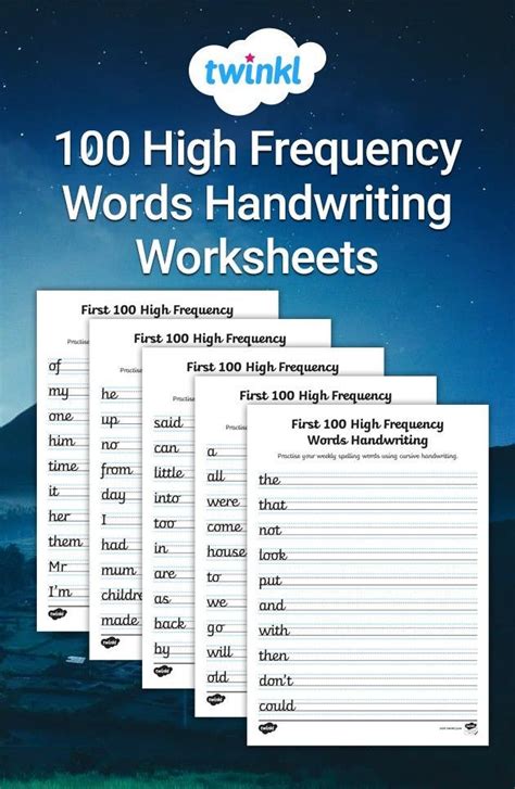 100 High Frequency Words Handwriting Worksheets High Frequency Words