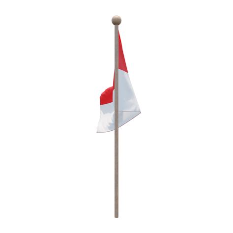 Indonesië 3d illustratie vlag Aan pool hout vlaggenmast 11285324 PNG