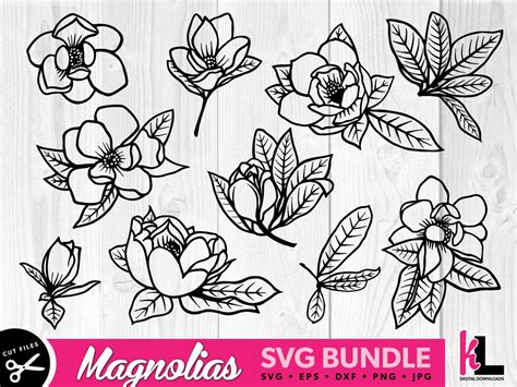 Magnolia Flower Bundle Svg Layered Cut Files Floral Svg Etsy