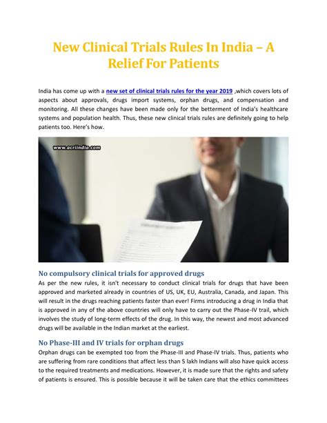 Ppt New Clinical Trials Rules In India A Relief For Patients Acri India Powerpoint