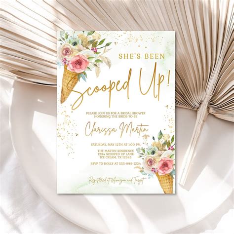 Shes Been Scooped Up Bridal Shower Invitation Template Etsy