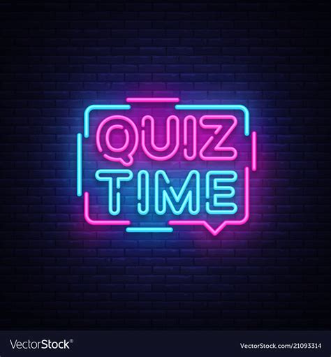 Quiz Time Announcement Poster Neon Signboard Vector Image