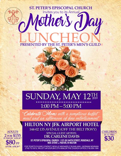 Mother's day is an annual holiday, which is celebrated on different days in each country. Church Events | St. Peter's Episcopal Church