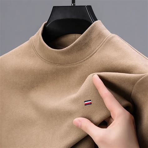 fall men s clothing warm double sided dralon bottoming shirt half turtleneck loose youth fashion