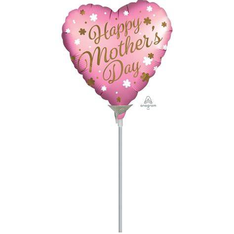 Heart Satin Infused Happy Mothers Day Shaped Balloon 22cm