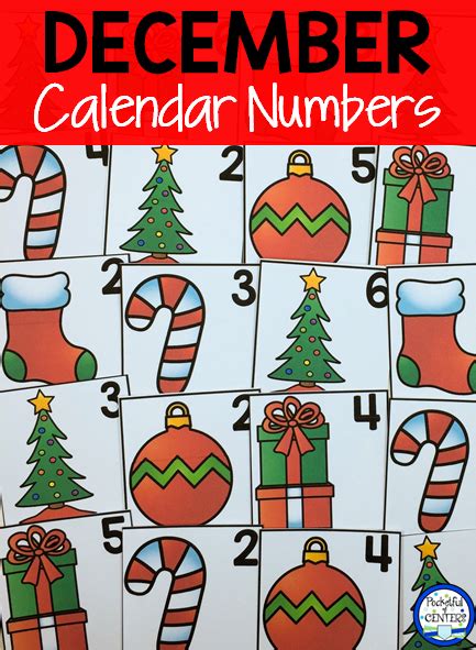 December Calendar Numbers Pocketful Of Centers