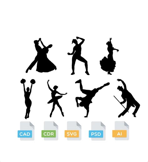 Dance Figures Svg Dxf Dancing People Vectorclipartdigital Etsy